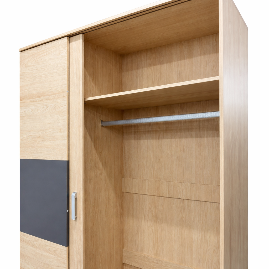 Armario puertas correderas 180 cm moderno Cambria negro barato dormitorio