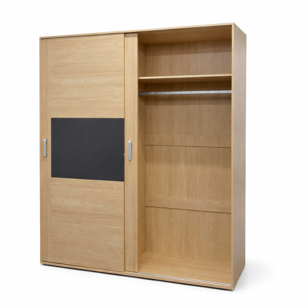 Armario puertas correderas 180 cm moderno Cambria negro barato dormitorio
