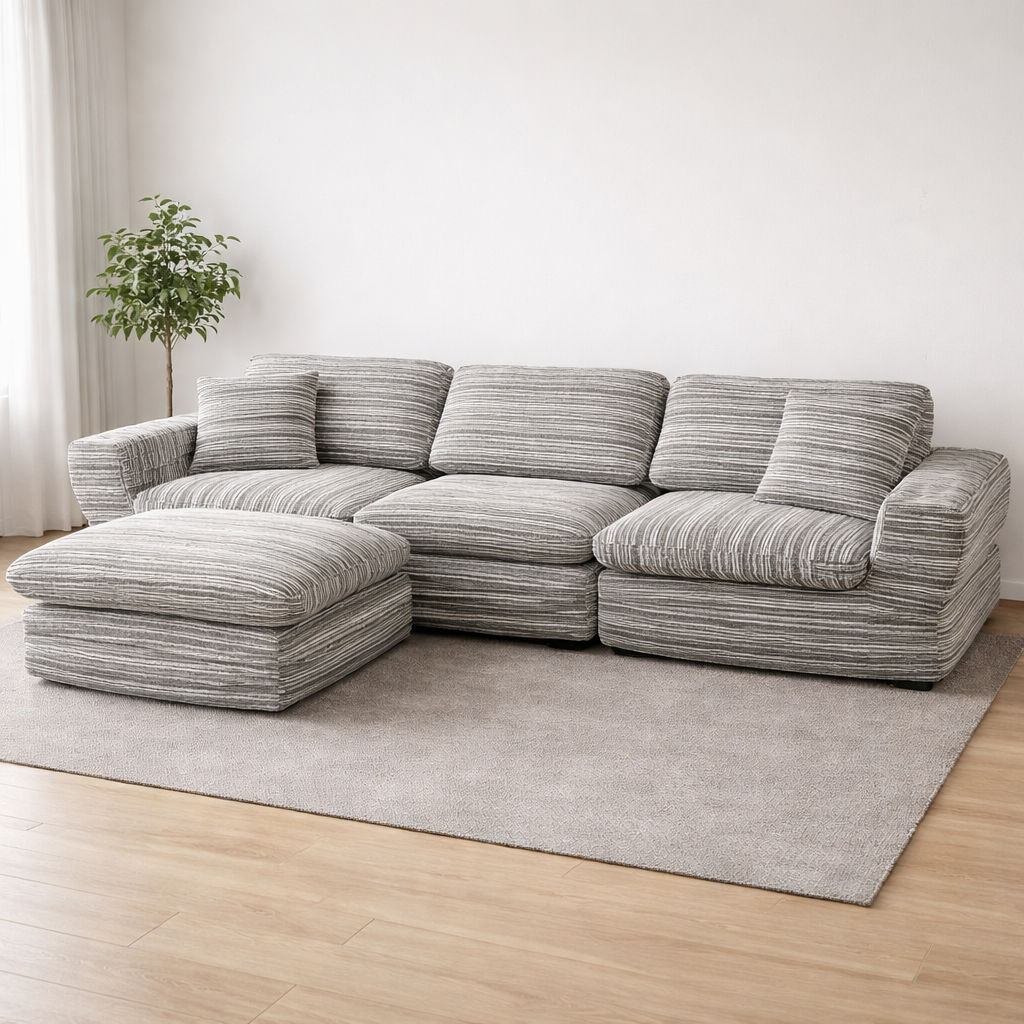 Sofá Bosnia modular gris con chaise longue 290x100x55 cm