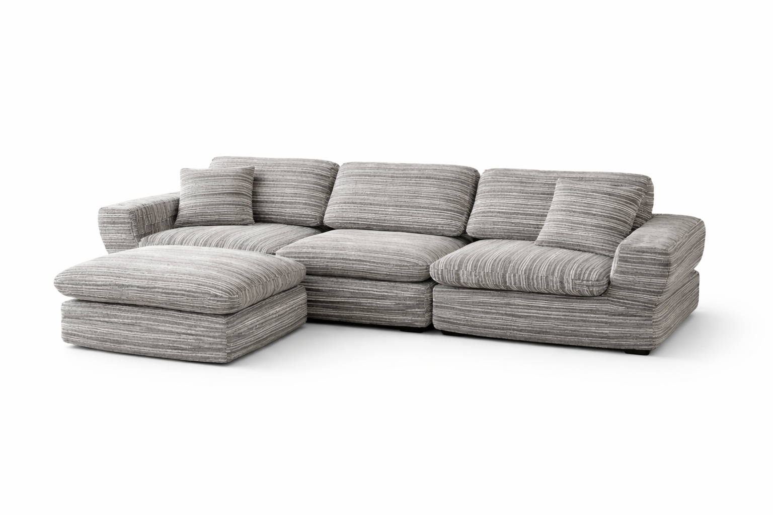 Sofá Bosnia modular gris con chaise longue 290x100x55 cm