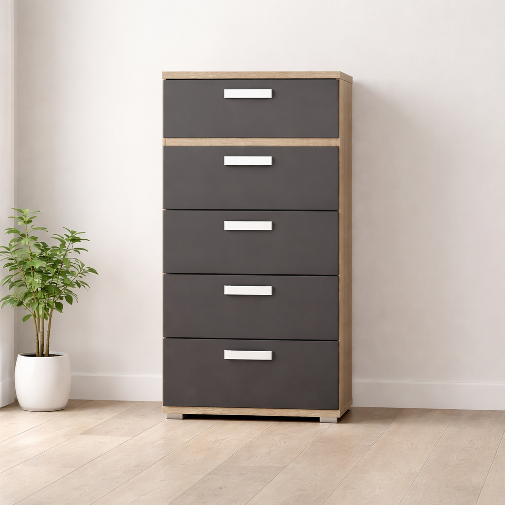 Sinfonier 5 cajones barato moderno 60x109,5x40cm melamina Cambria negro