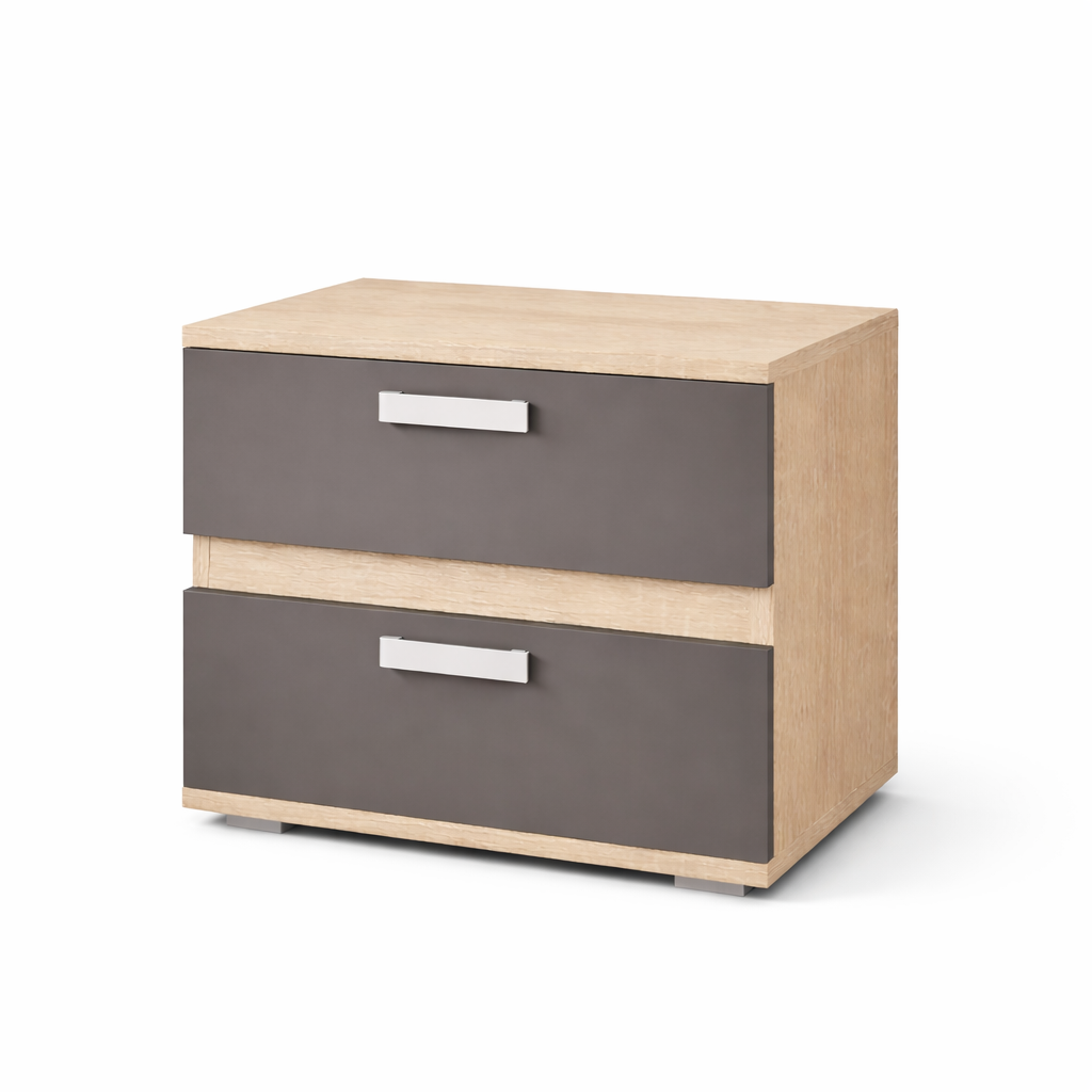 Mesita noche 2 cajones moderna 60x50x40 cm cambria negro