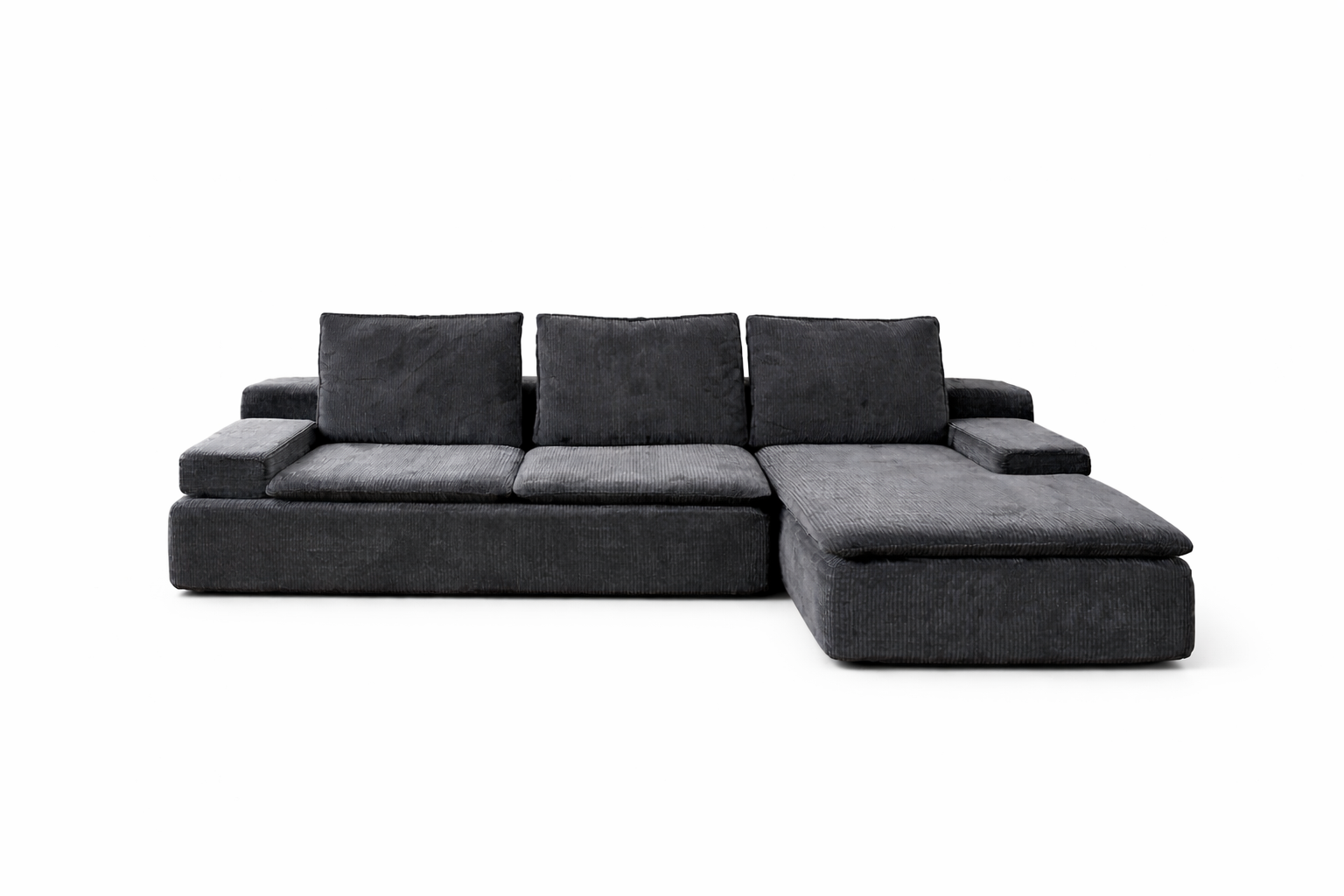 Sofá modular gris con chaise longue 270x100x60cm
