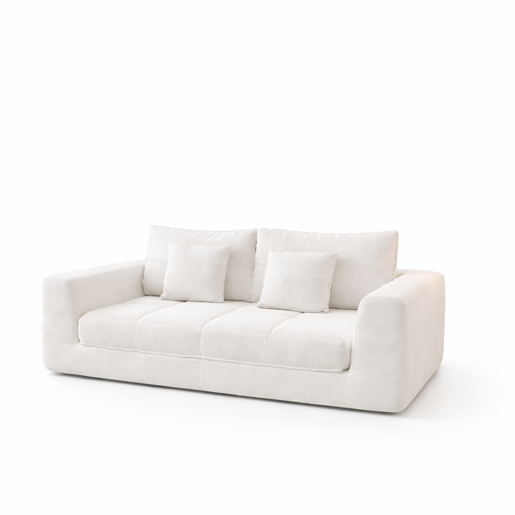 Sofá Luz modular beige tela boucle 112x106x60 moderno y compacto