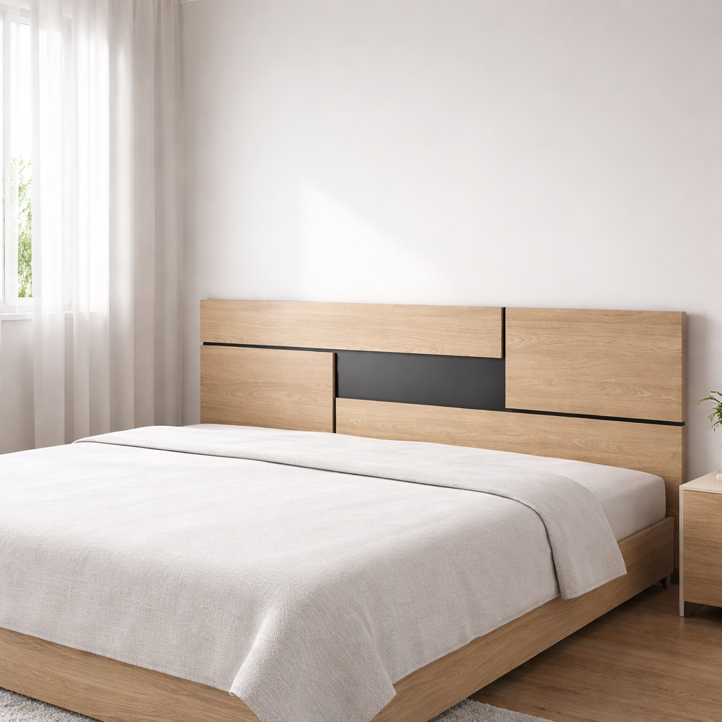 Cabecero moderno melamina 260 cm Cambria negro 60x4 cm diseño elegante dormitorio