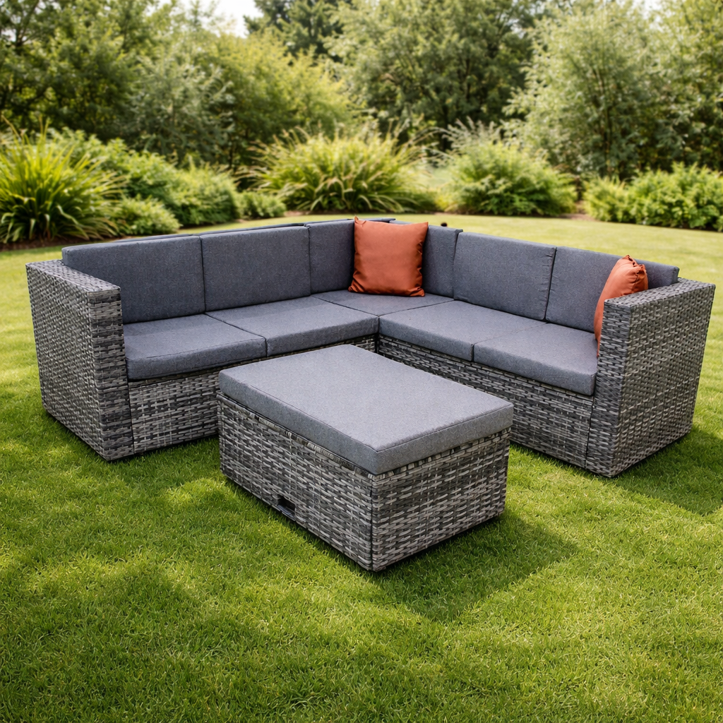 Rinconera Jardín Ratán Exterior 210x210 cm Gris