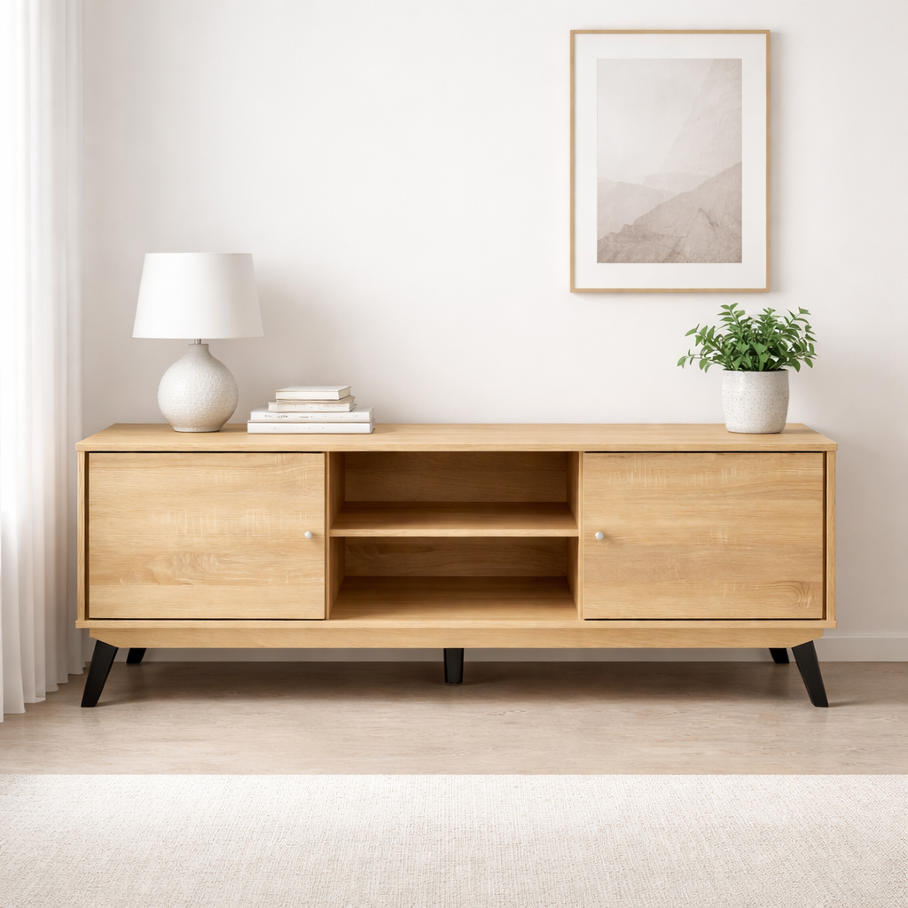 Mueble bajo TV melamina 150 cm – 2 puertas