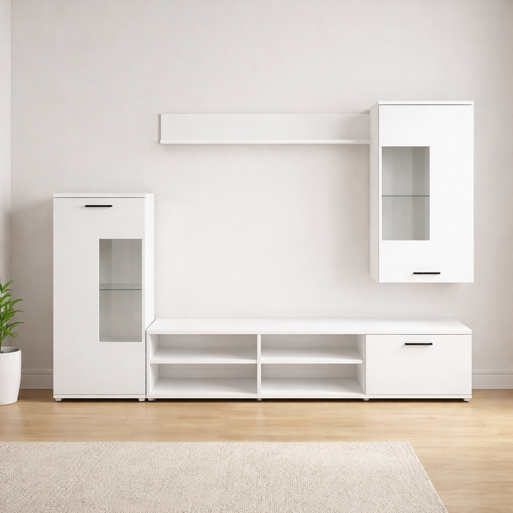 Muebles salón blanco 230 cm – Conjunto modular moderno
