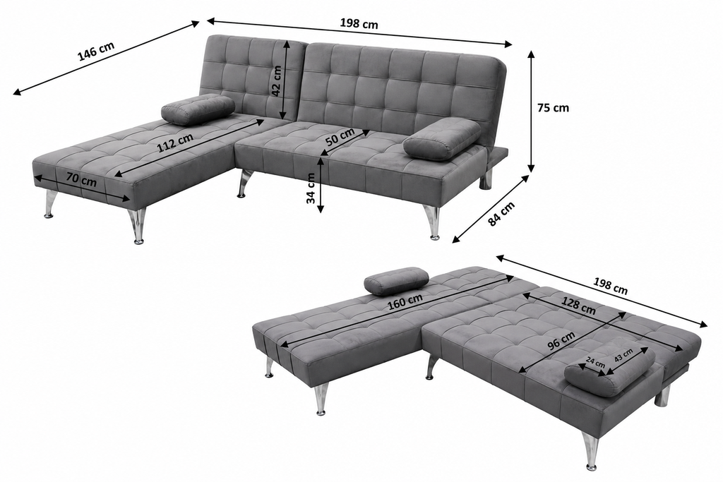 Sofa Cama Chaise Longue Keren XS 198cm