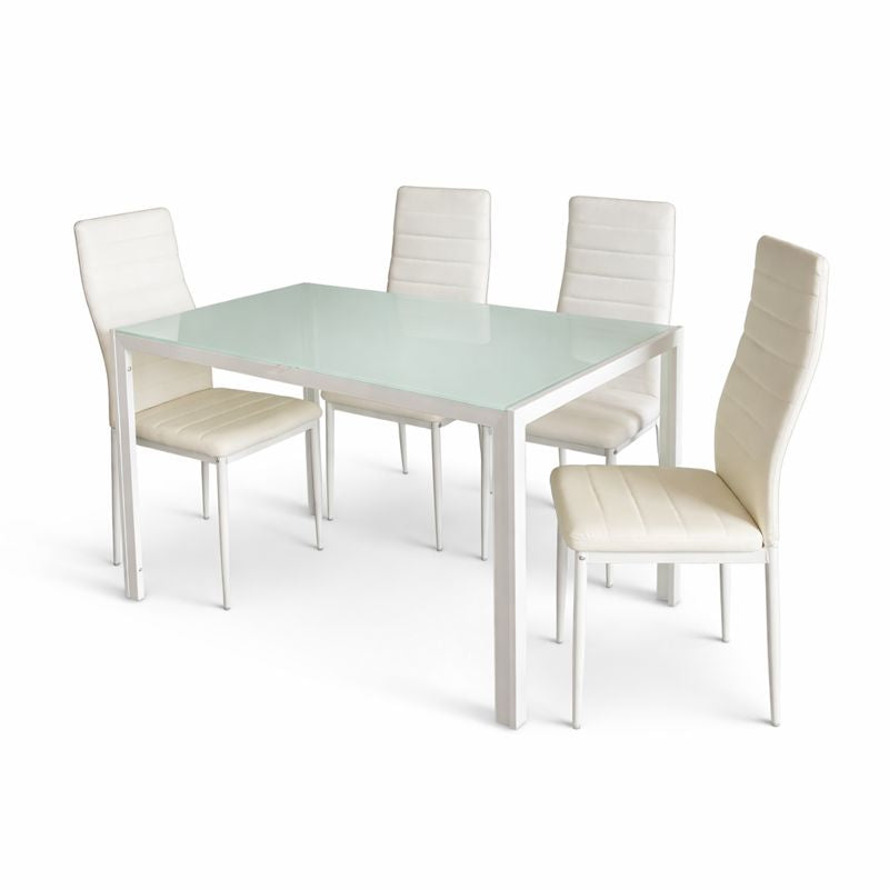 Mesa cristal moderna 4 sillas 120x70x75 cm