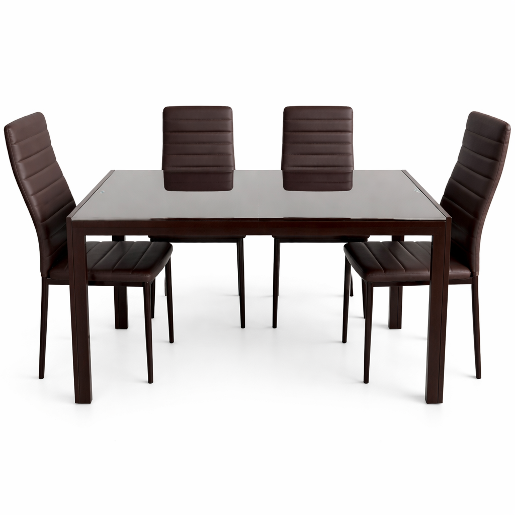 Mesa cristal moderna 4 sillas 120x70x75 cm