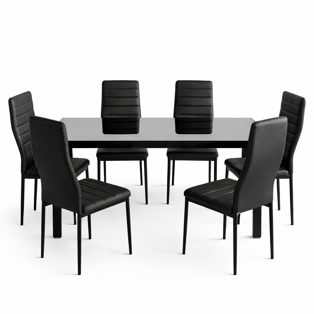 Mesa cristal templado con sillas 110x70 cm – Conjunto comedor 6 sillas moderno