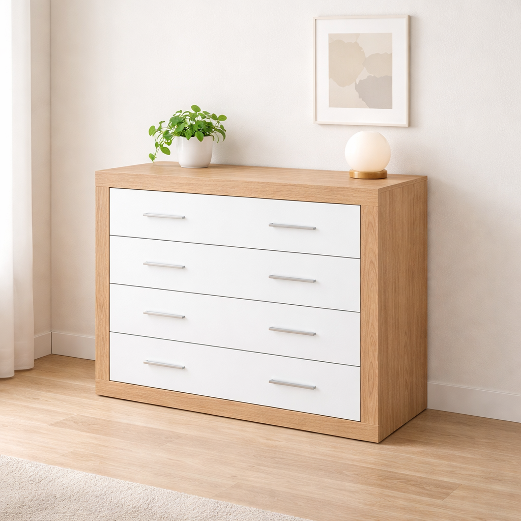 Cómoda moderna 4 cajones dormitorio 98x81,5x39,6 cm Kiara