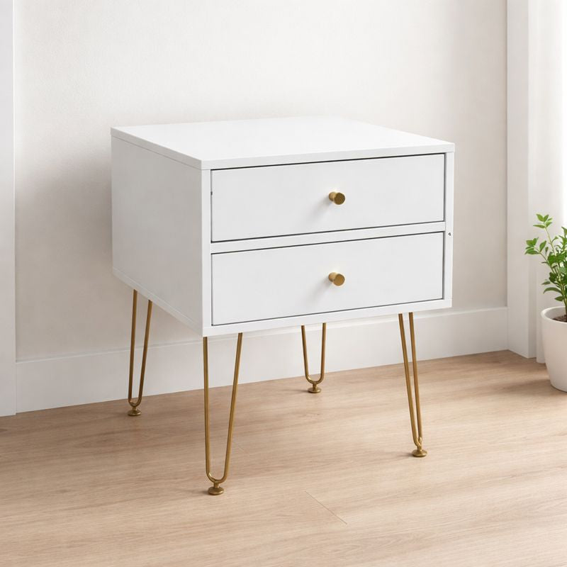 Mesita de noche moderna blanca 45x45x59,5 cm | RemarStore.com