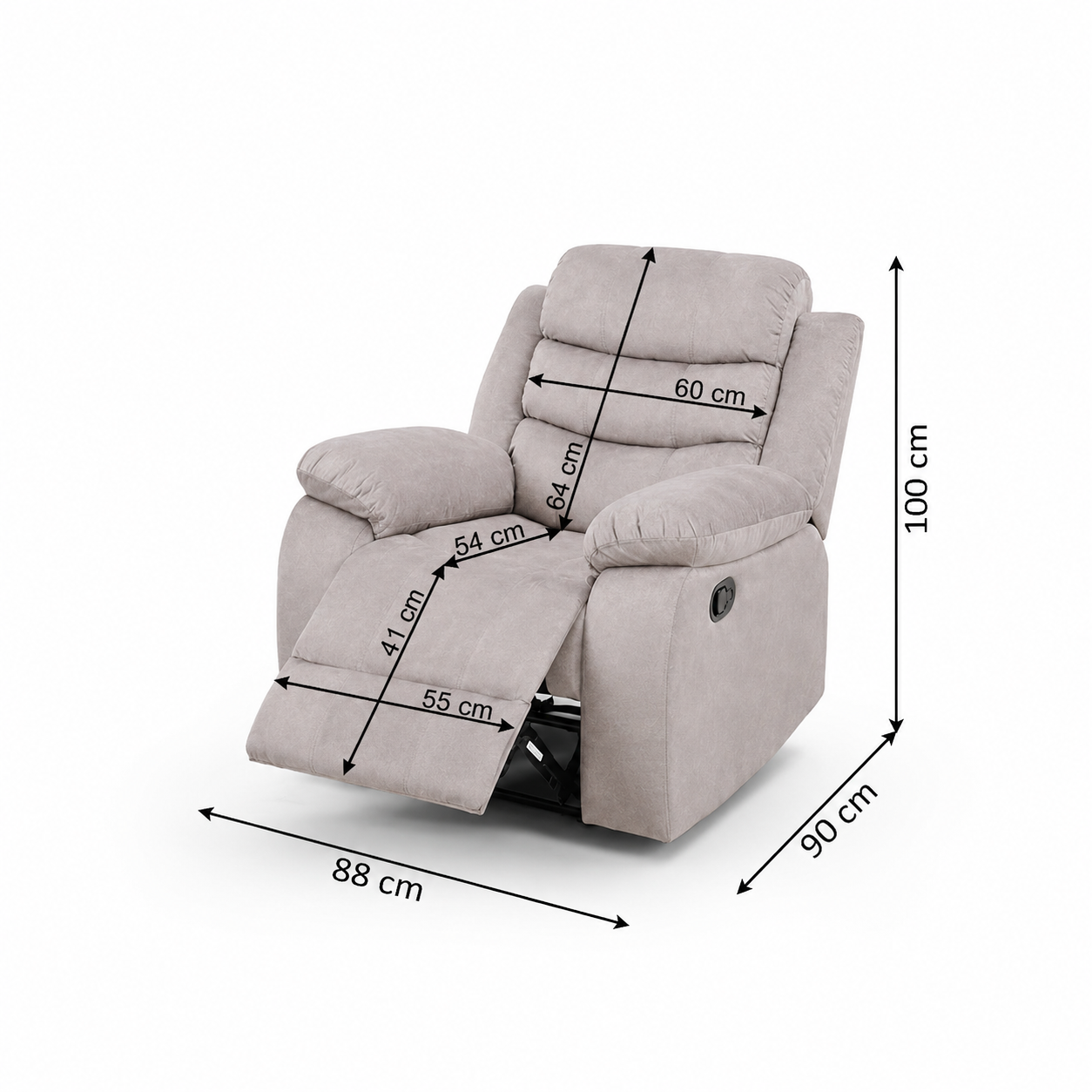 Sillón Reclinable Manual Houston 1 Plaza Marrón
