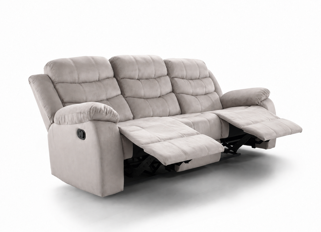 Sofa Reclinable Manual Houston 3 Plazas Gris