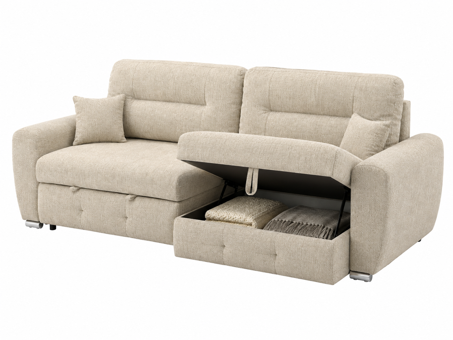 Sofá Chaiselongue 270 cm con Cama Deslizante y Arcón
