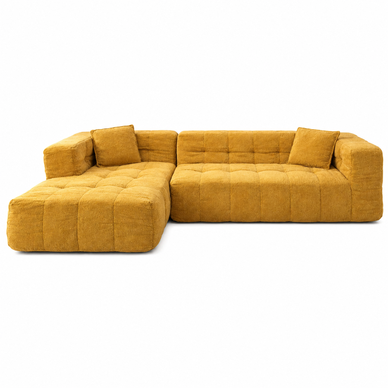 Sofá modular mostaza grande moderno 270x100x70 chenilla