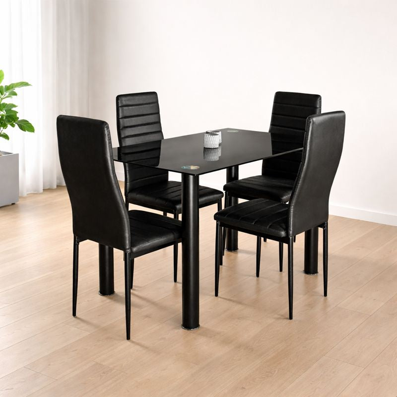 Mesa cristal moderna 4 sillas 110x70x74 cm