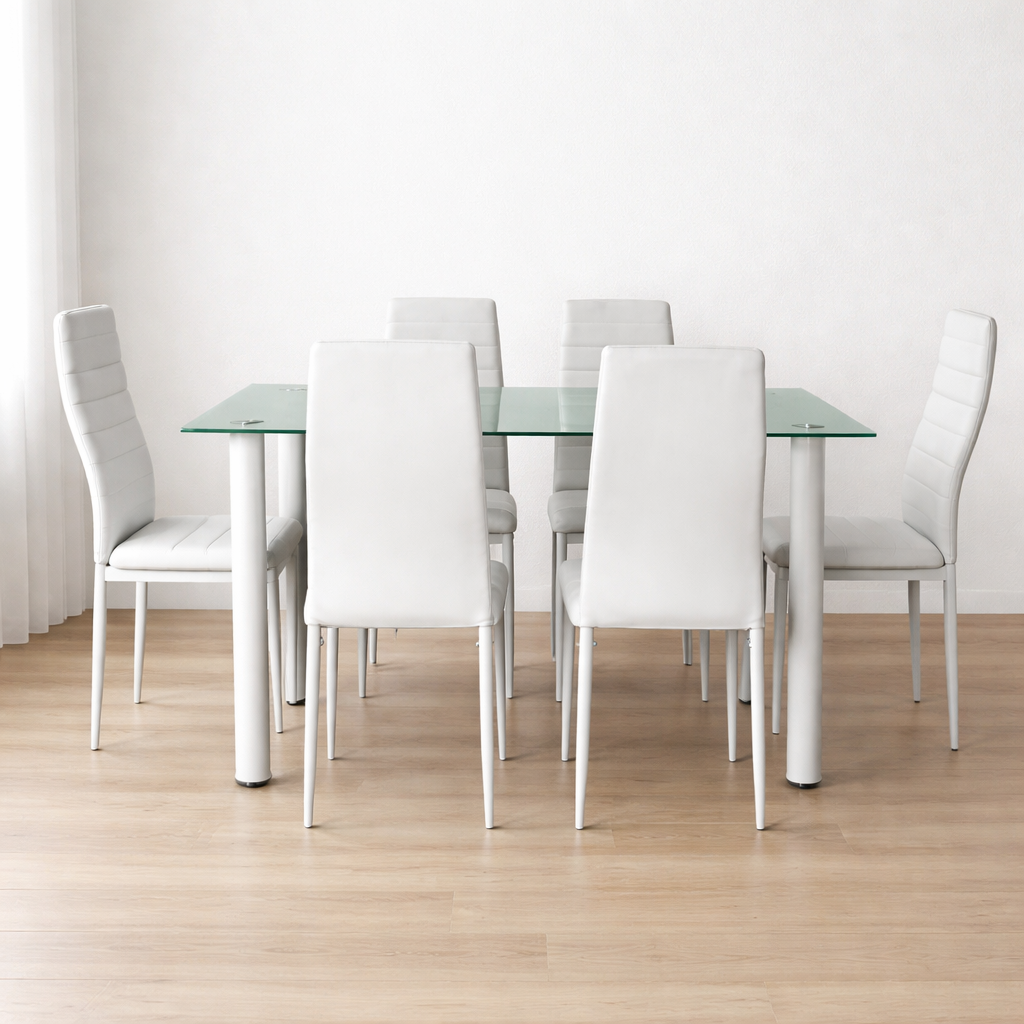 Mesa cristal moderna 6 sillas 140x80x74cm
