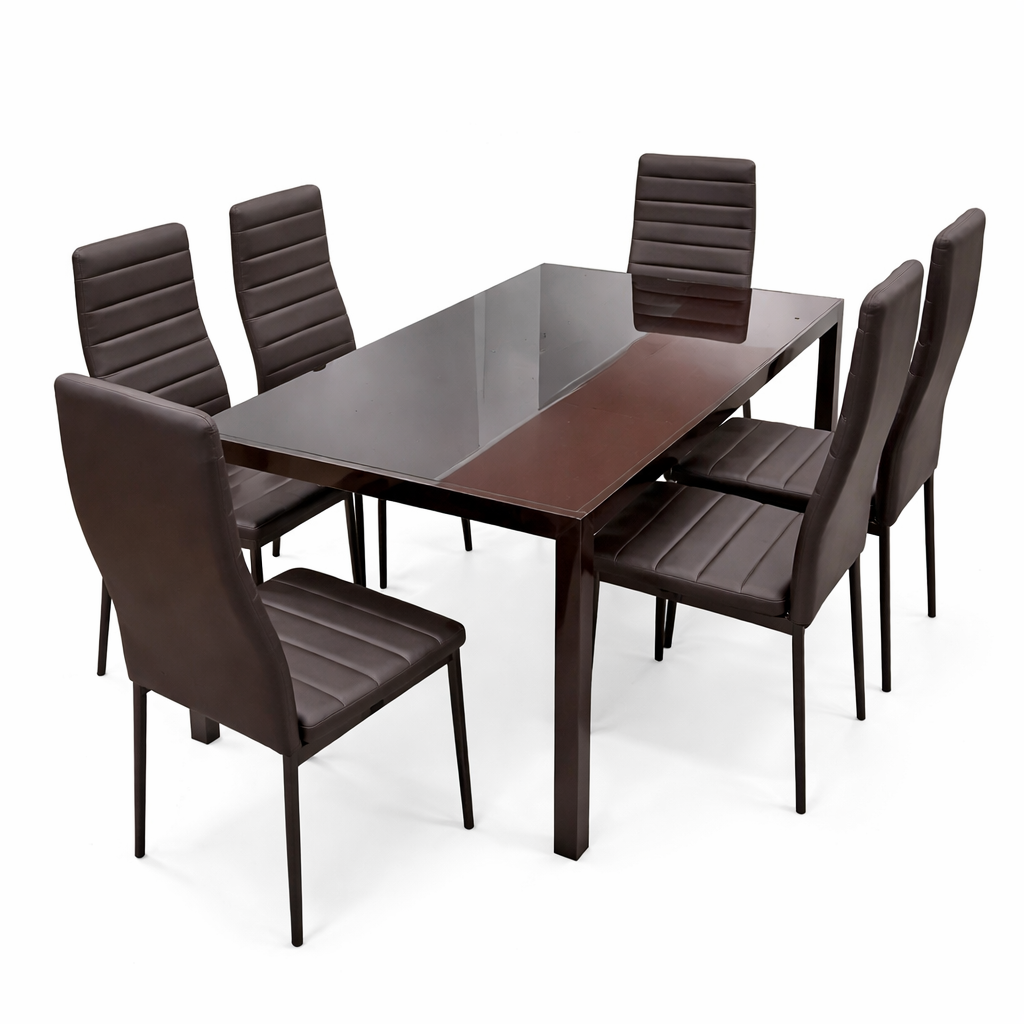 Mesa cristal templado con sillas 110x70 cm – Conjunto comedor 6 sillas moderno