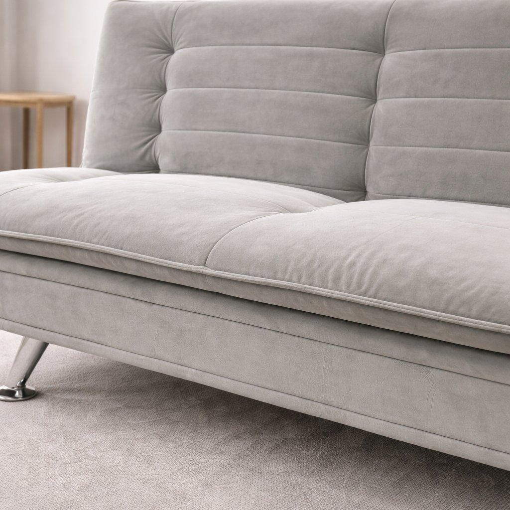 Sofá cama clic clac terciopelo Gris 181×88×85 cm