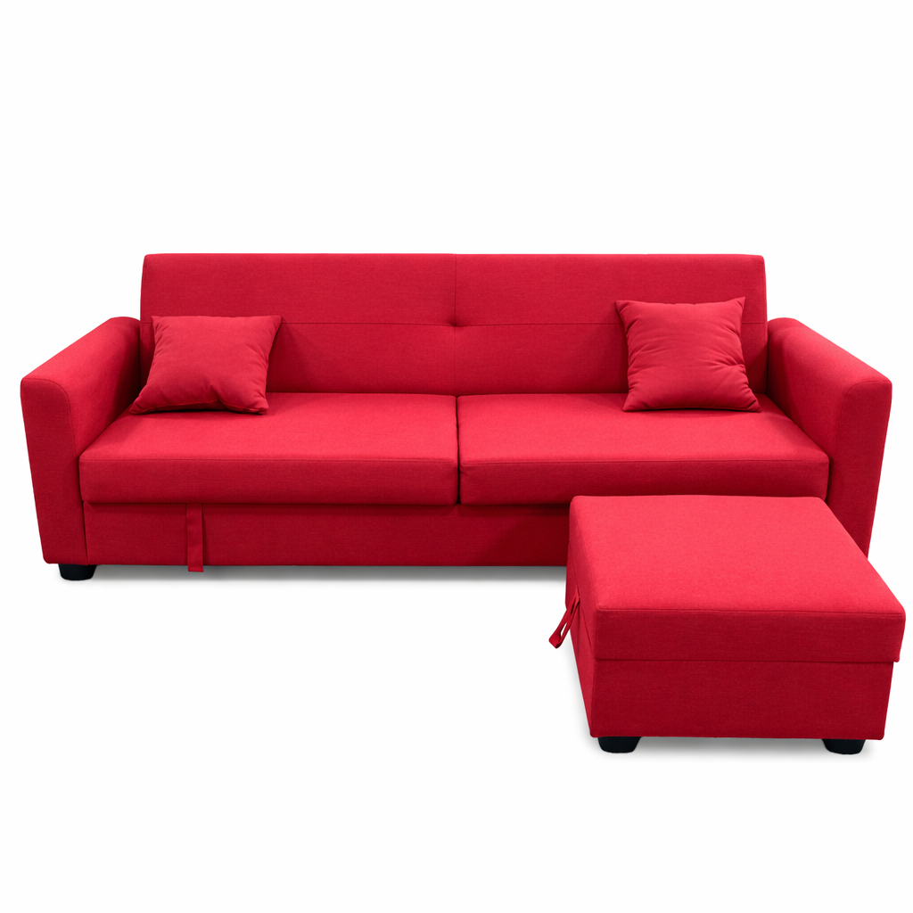 Sofá cama con arcón barato 210x80x80cm gris o rojo
