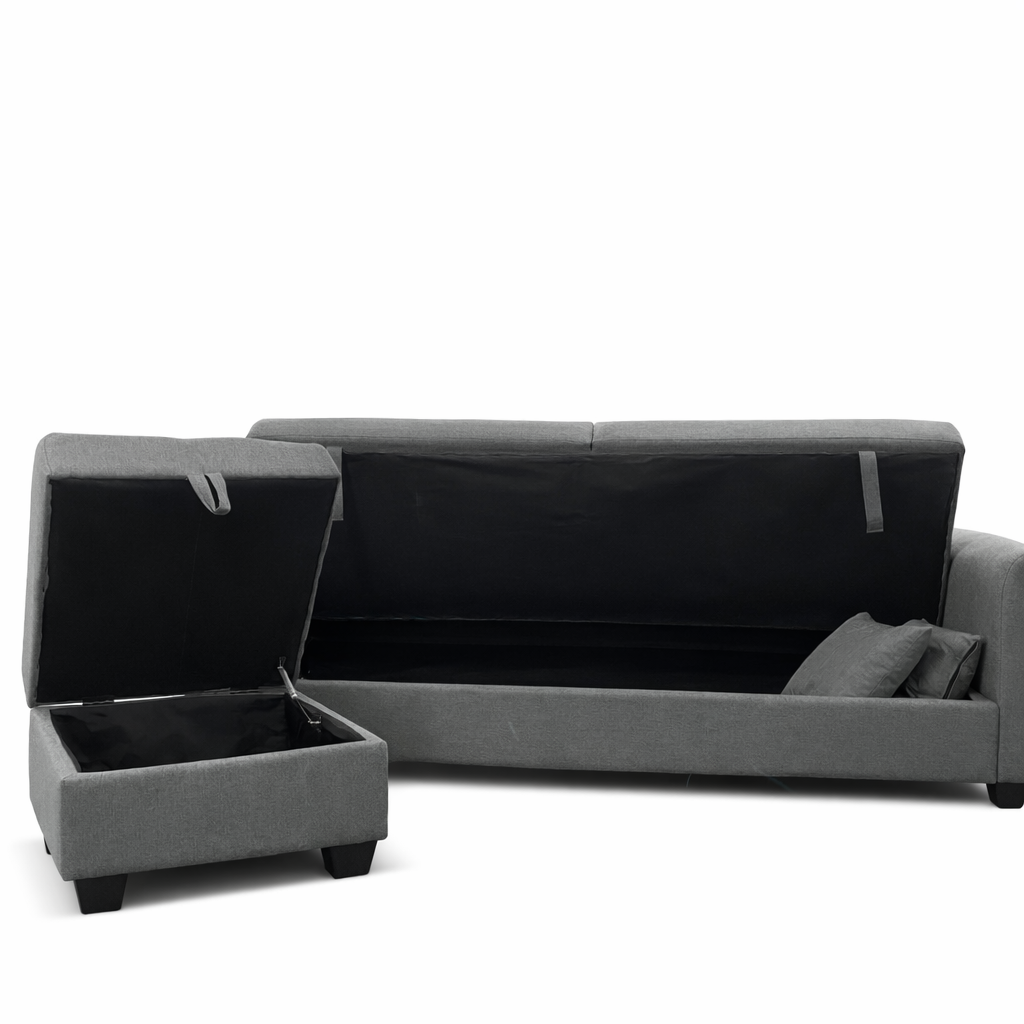 Sofá cama con arcón barato 210x80x80cm gris o rojo