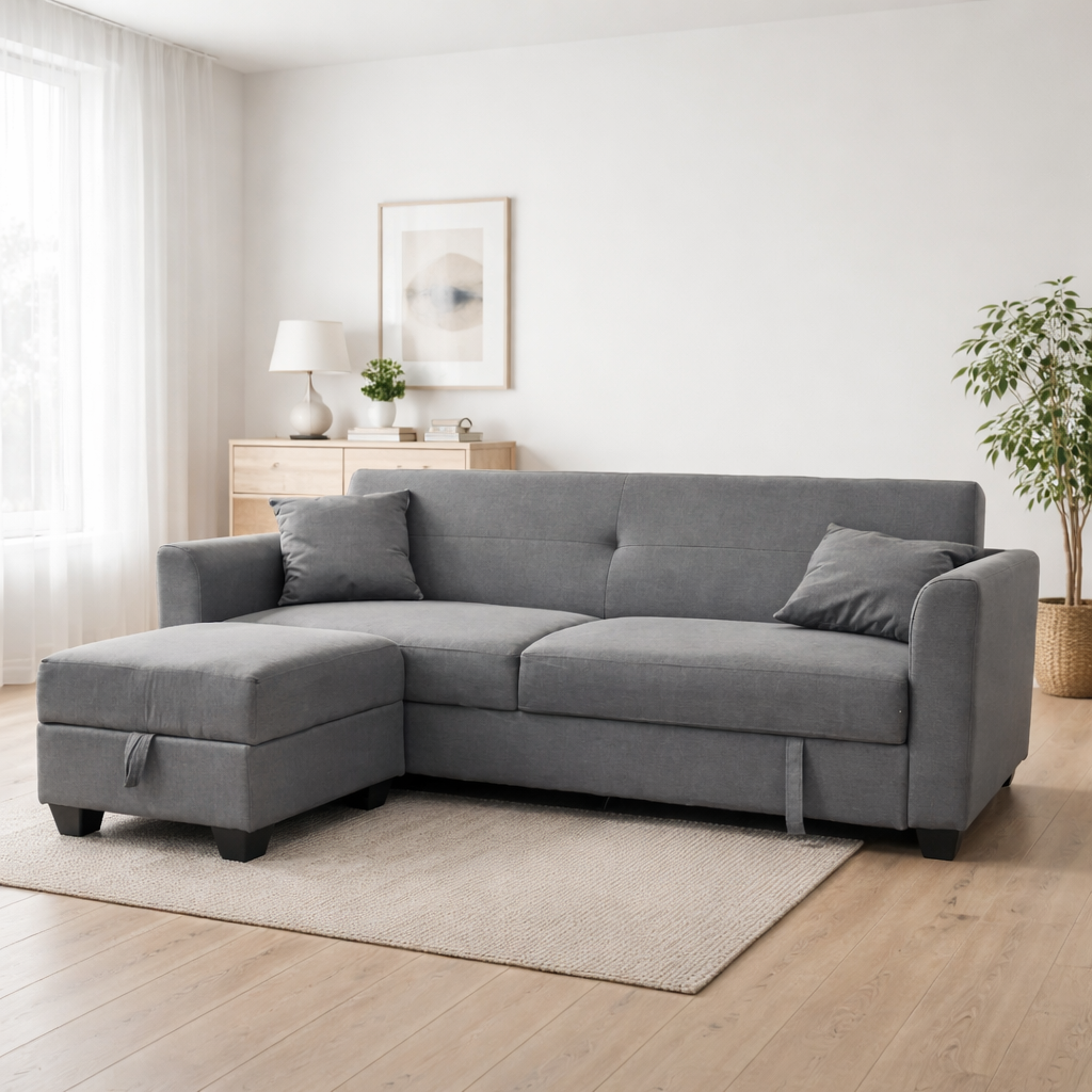 Sofá cama con arcón barato 210x80x80cm gris o rojo