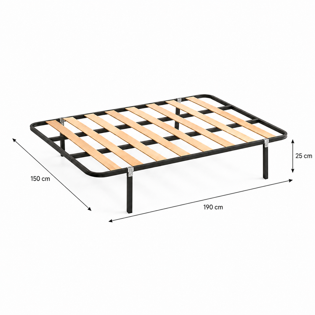 Somier de láminas con patas 90, 105, 135 y 150x190 cm – Reforzado y Silencioso