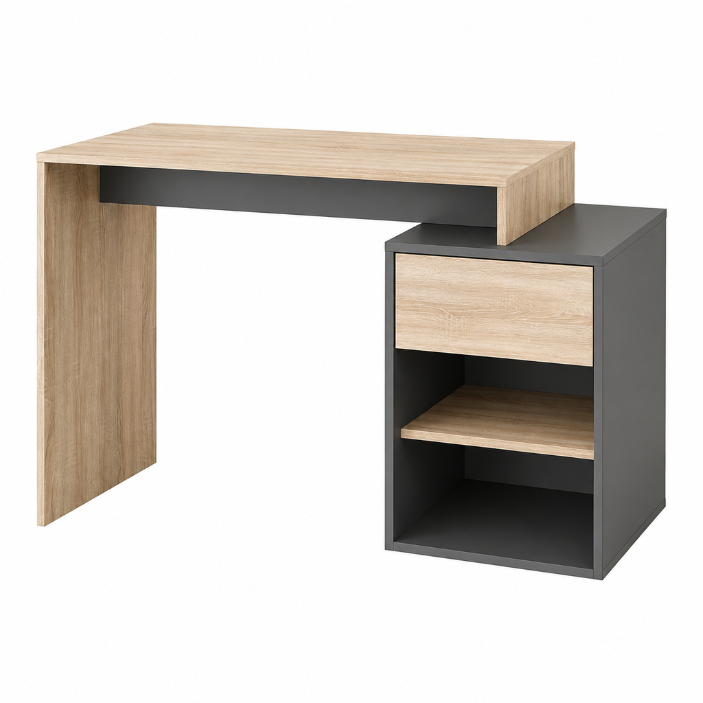 Mesa Escritorio Compacta con Cajones y Baldas