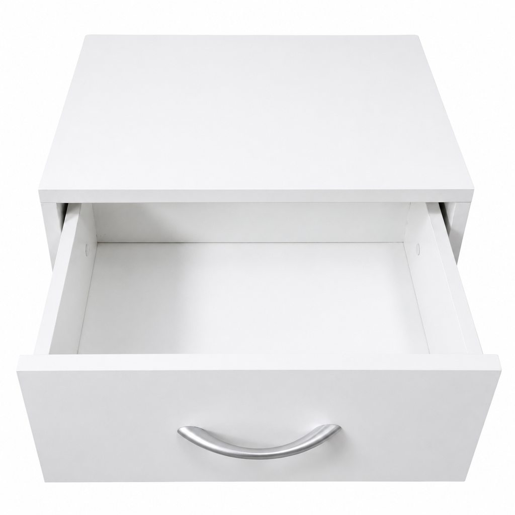 Mesita de noche blanca melamina 41x39x28 cm con cajón