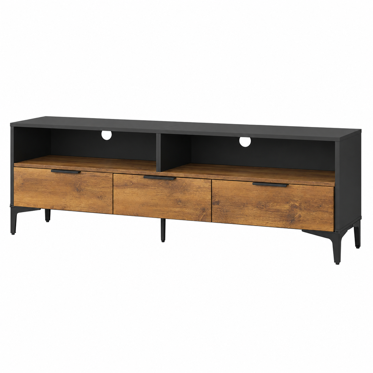 Mueble TV Roble Negro 150x40 cm con Cajones Moderno
