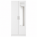 Armario dormitorio 2 puertas espejo 200x80x52 cm blanco o cambria