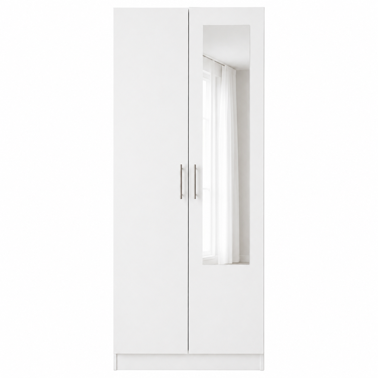 Armario dormitorio 2 puertas espejo 200x80x52 cm blanco o cambria
