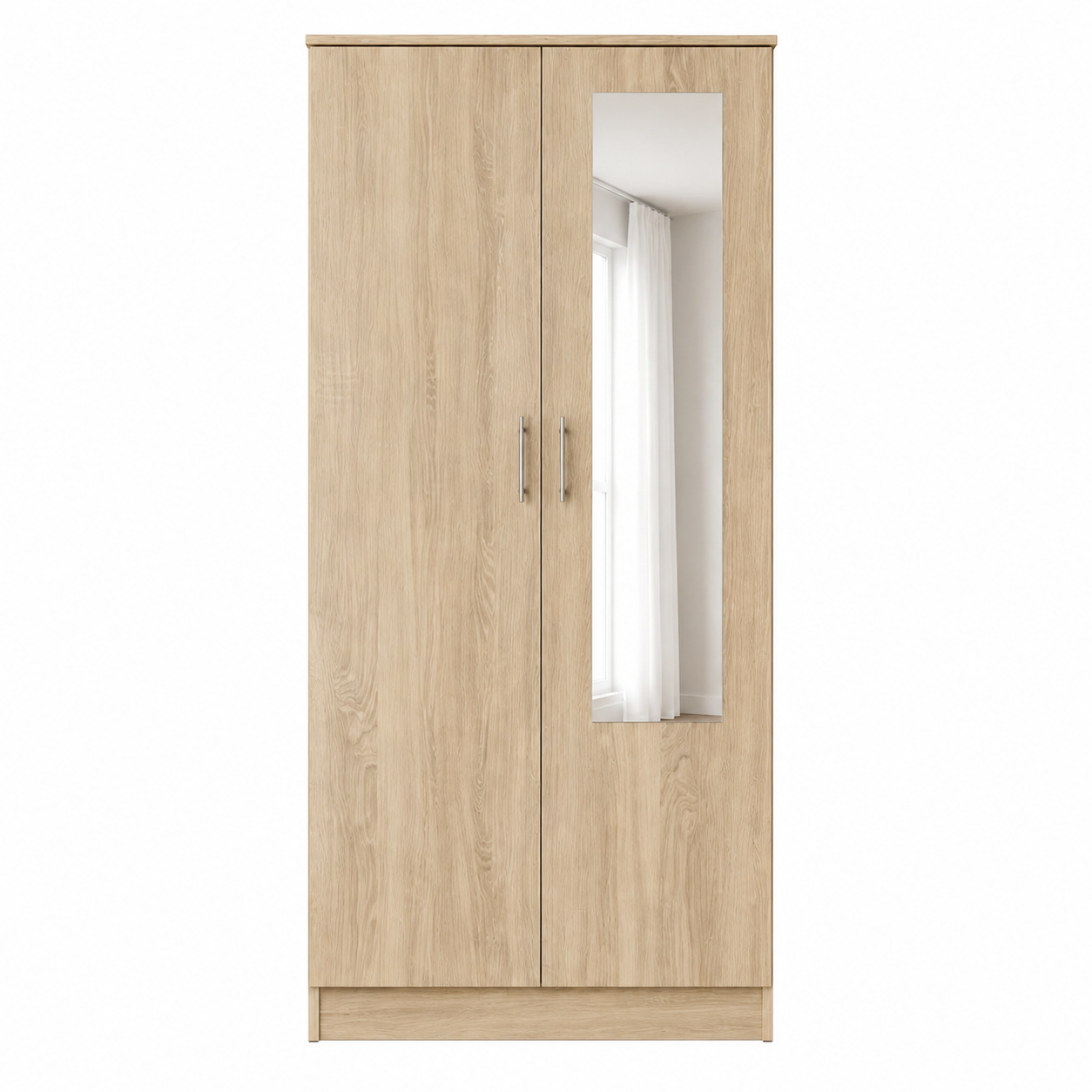 Armario dormitorio 2 puertas espejo 200x80x52 cm blanco o cambria