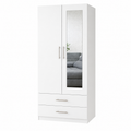 Armario dormitorio 2 puertas espejo 200x80x52cm + 2 Cajones