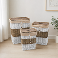 Set de Cestas de Mimbre con Tapa – 3 Tamaños Decorativos