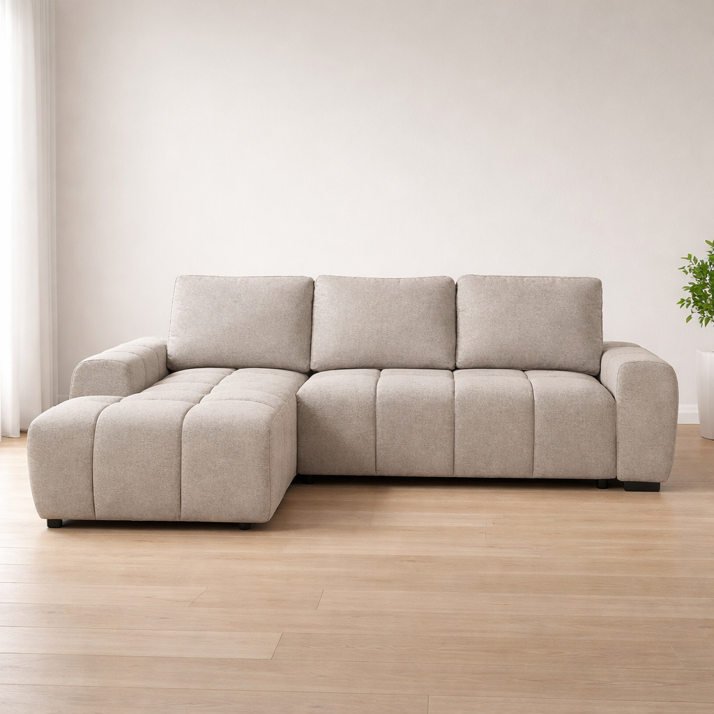 Sofá Nuvola cama chaise longue arcón 258x175 cm moderno y cómodo beige o gris