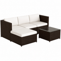 Sofá Chaise Longue Ratán Exterior 195x137x70 cm con Mesa
