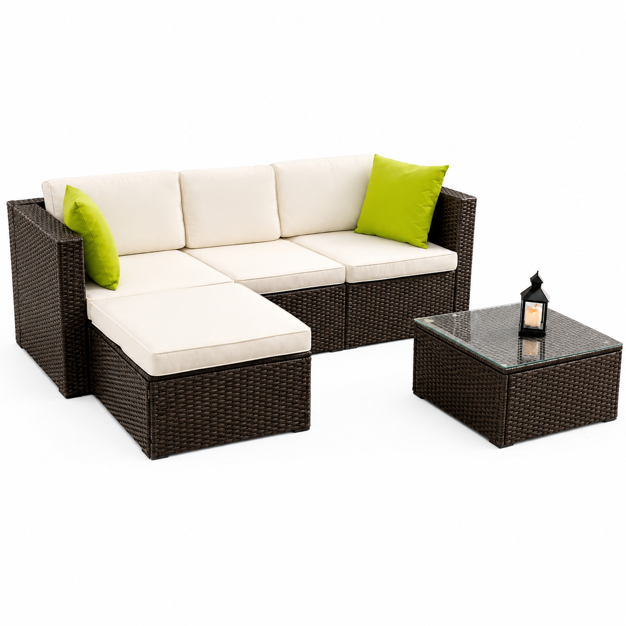 Sofá Chaise Longue Ratan Negro 200x134x70 cm | Diseño Moderno