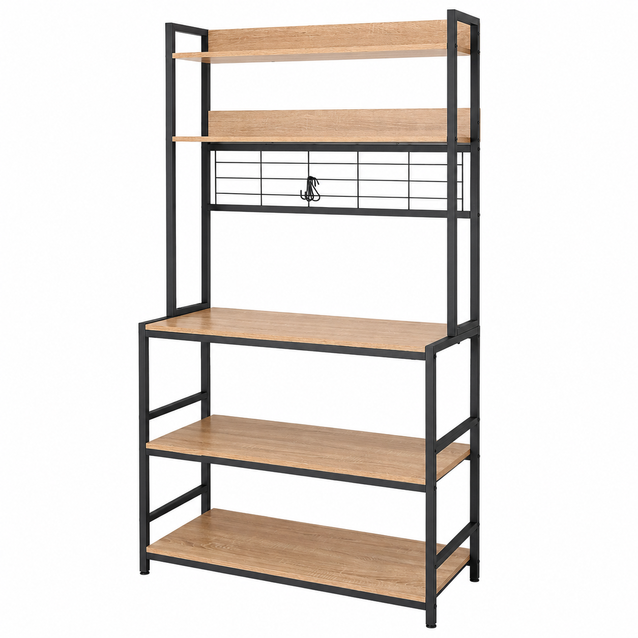 Estantería Multifuncional con Estructura Metálica y Repisas de Madera – 170 cm