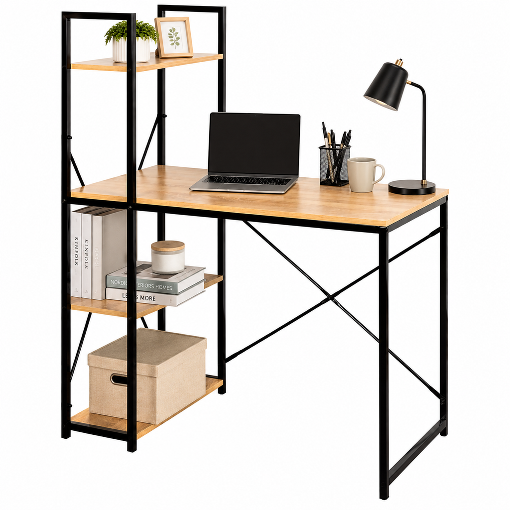 Escritorio Industrial con Estantería 120cm