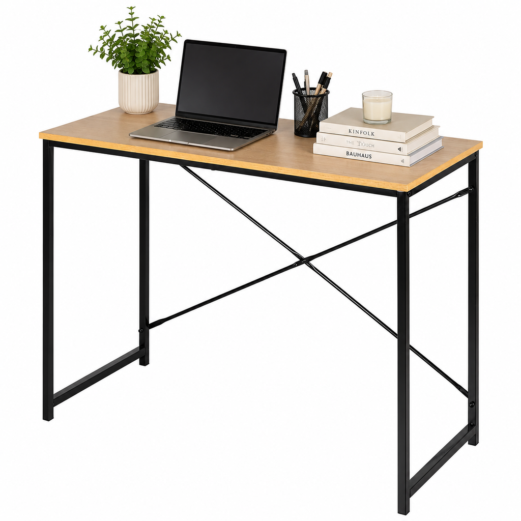 Escritorio madera y acero 100x40x70 cm