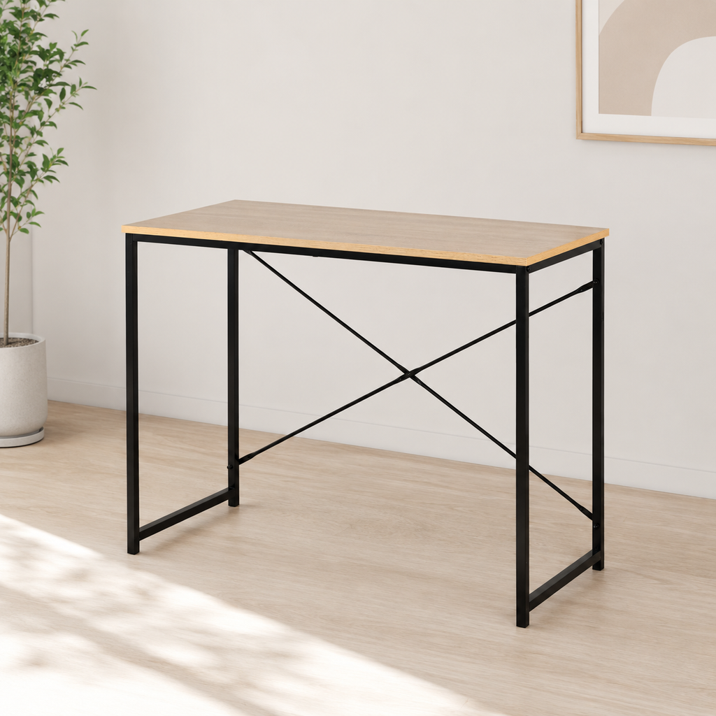 Escritorio madera y acero 100x40x70 cm