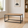 Mesa de Centro Rectangular con Patas de Metal Negro 90x48cm