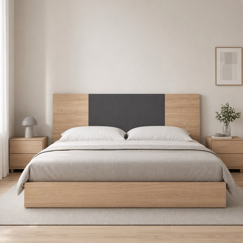 Cabecero moderno cama matrimonio melamina 208,6x52,6x1,6 cm para 150x190 y 135x190 gris oscuro Cambria diseño elegante dormitorio