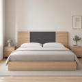 Cabecero moderno cama matrimonio melamina 208,6x52,6x1,6 cm para 150x190 y 135x190 gris oscuro Cambria diseño elegante dormitorio
