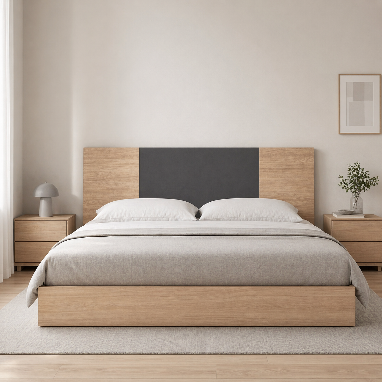 Cabecero moderno cama matrimonio melamina 208,6x52,6x1,6 cm para 150x190 y 135x190 gris oscuro Cambria diseño elegante dormitorio