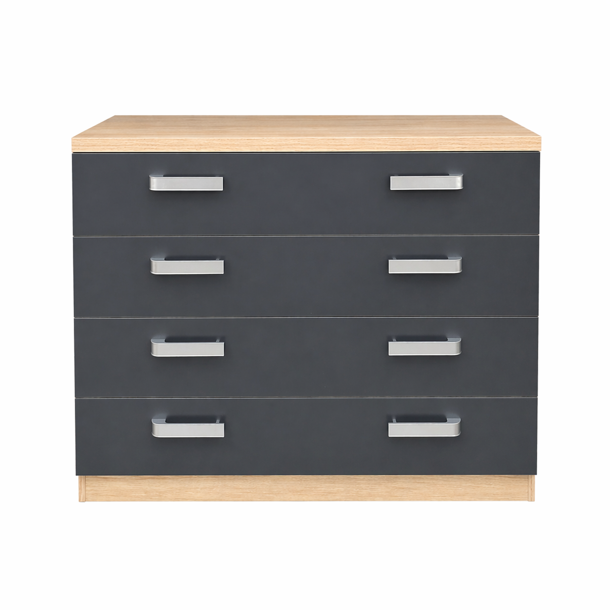 Cómoda 4 Cajones Dormitorio Melamina Cambria Gris Oscuro 100x40x84 cm – Cajonera Moderna de Almacenaje para Dormitorio
